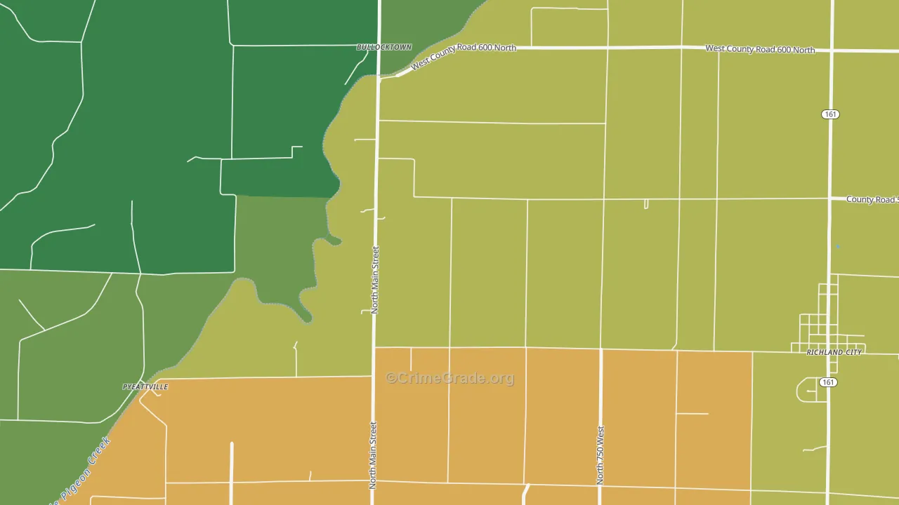 Bullocktown, IN Map of Drug-Related Crime Rates