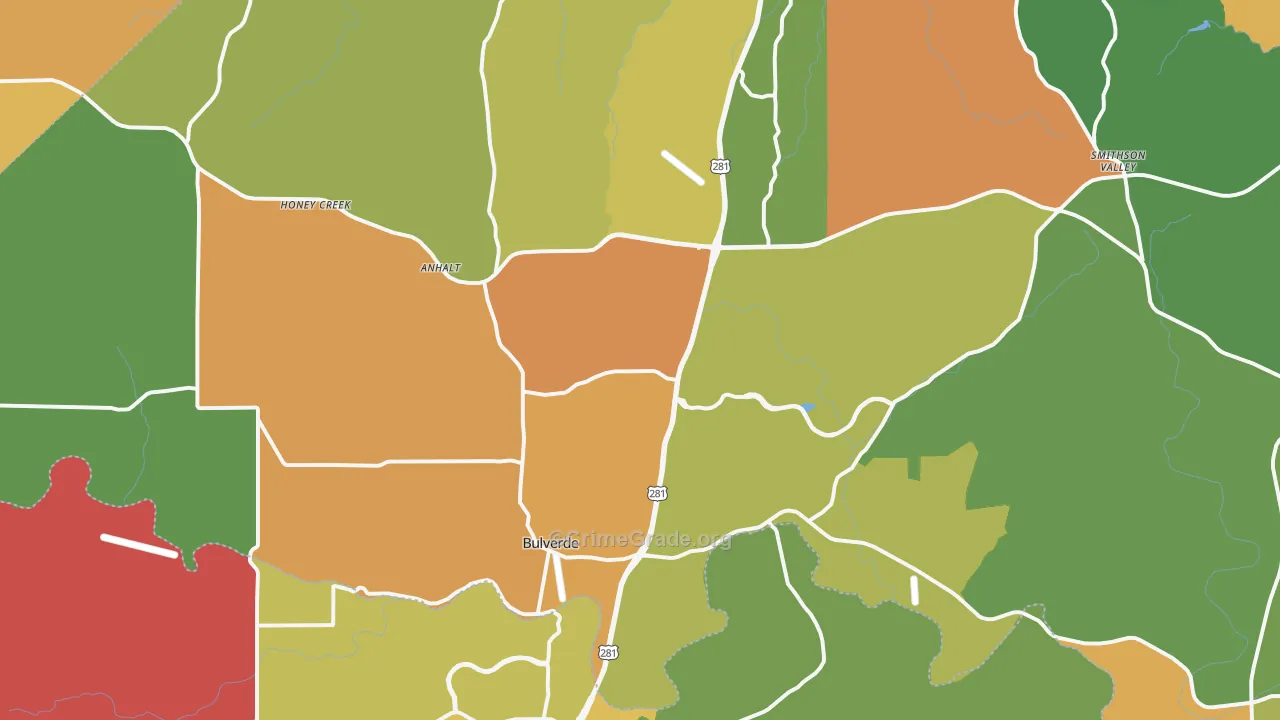 Bulverde, TX Map of Drug-Related Crime Rates