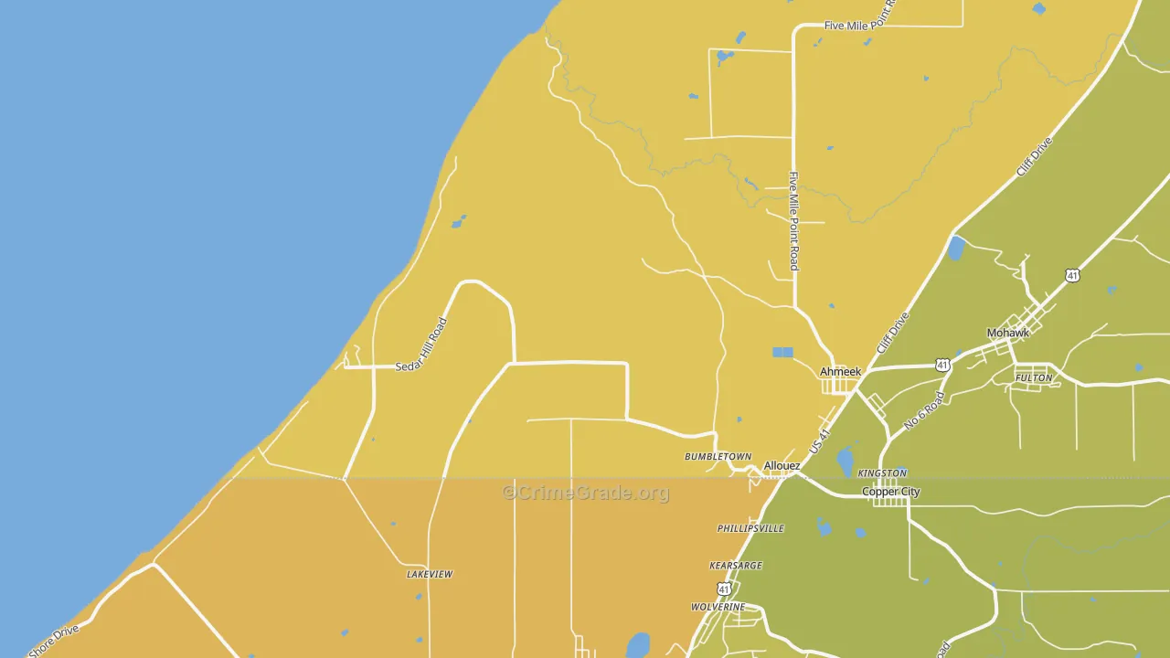 Bumbletown, MI Map of Drug-Related Crime Rates