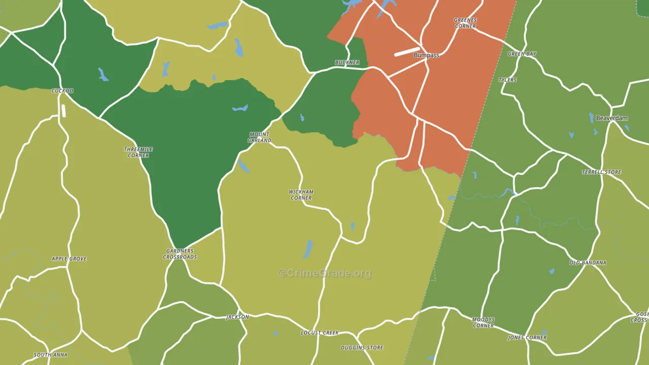 Bumpass, VA Map of Drug-Related Crime Rates