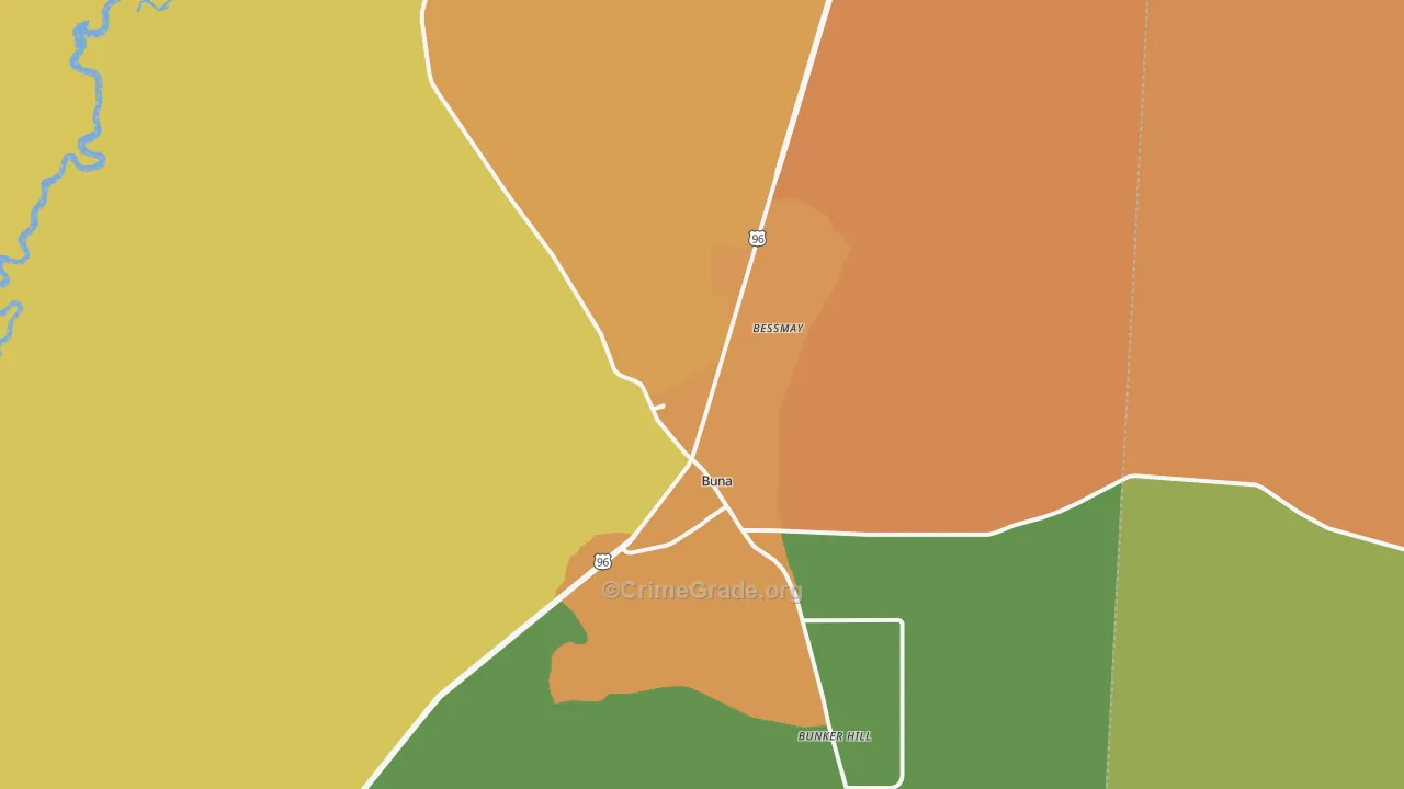 Buna, TX Map of Drug-Related Crime Rates