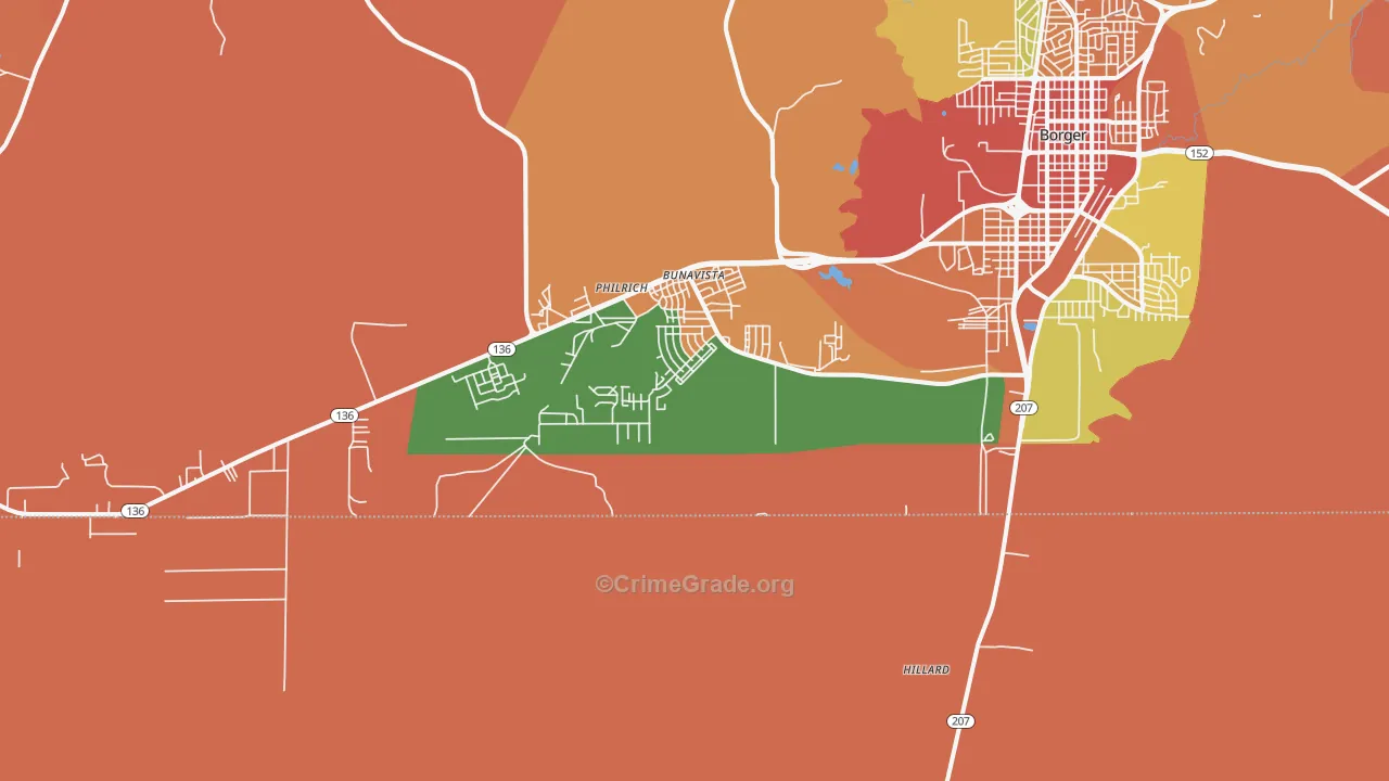 Bunavista, TX Map of Drug-Related Crime Rates