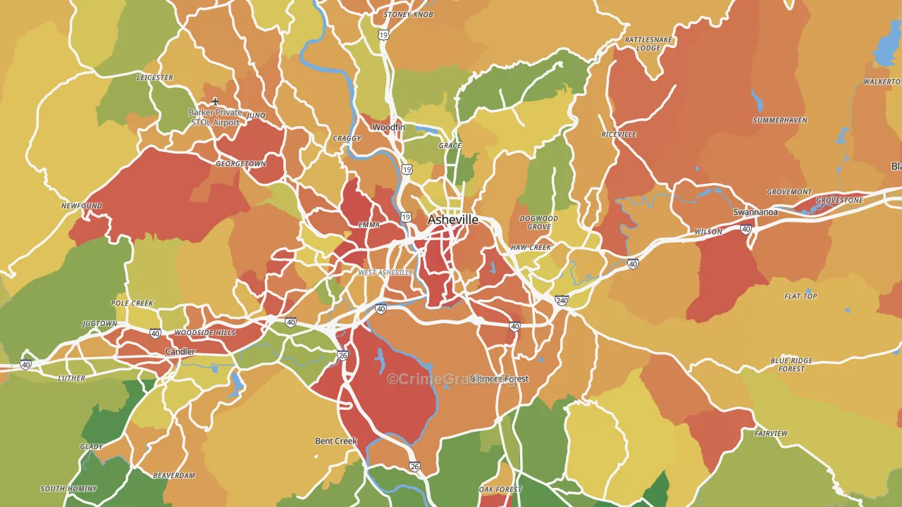 Buncombe County, NC Map of Drug-Related Crime Rates