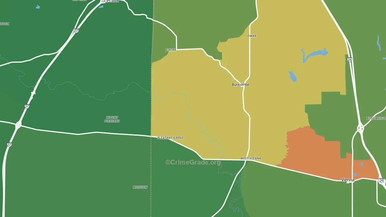 Buncombe, IL Map of Drug-Related Crime Rates