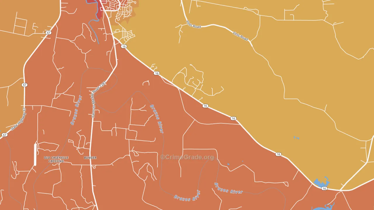 Bunger, TX Map of Drug-Related Crime Rates