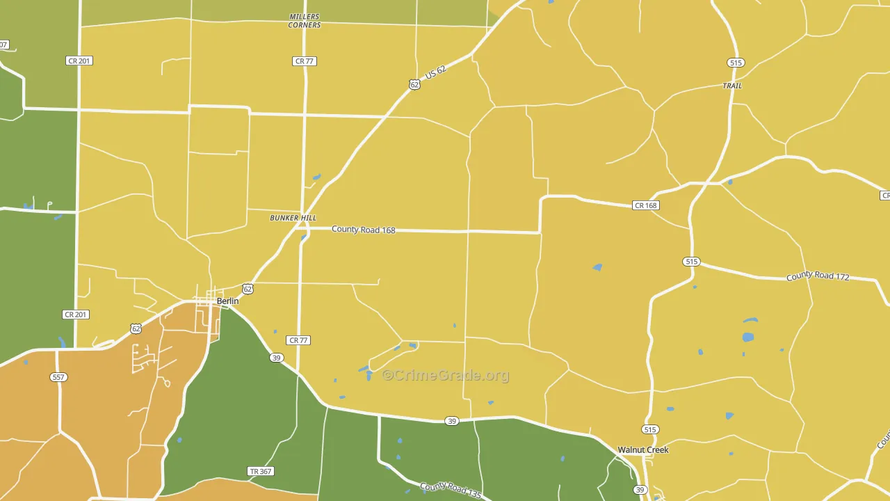 Bunker Hill, OH Map of Drug-Related Crime Rates