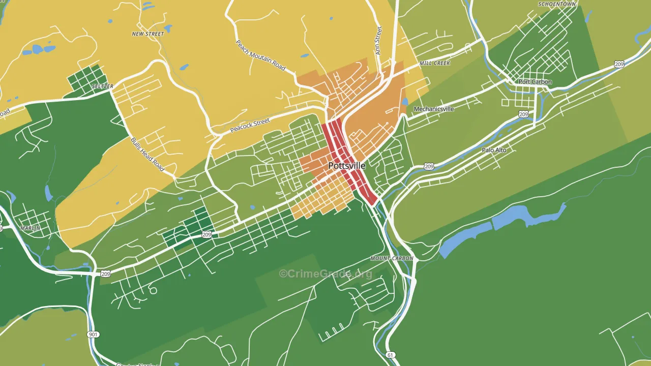 Bunker Hill, Pottsville, PA Map of Drug-Related Crime Rates