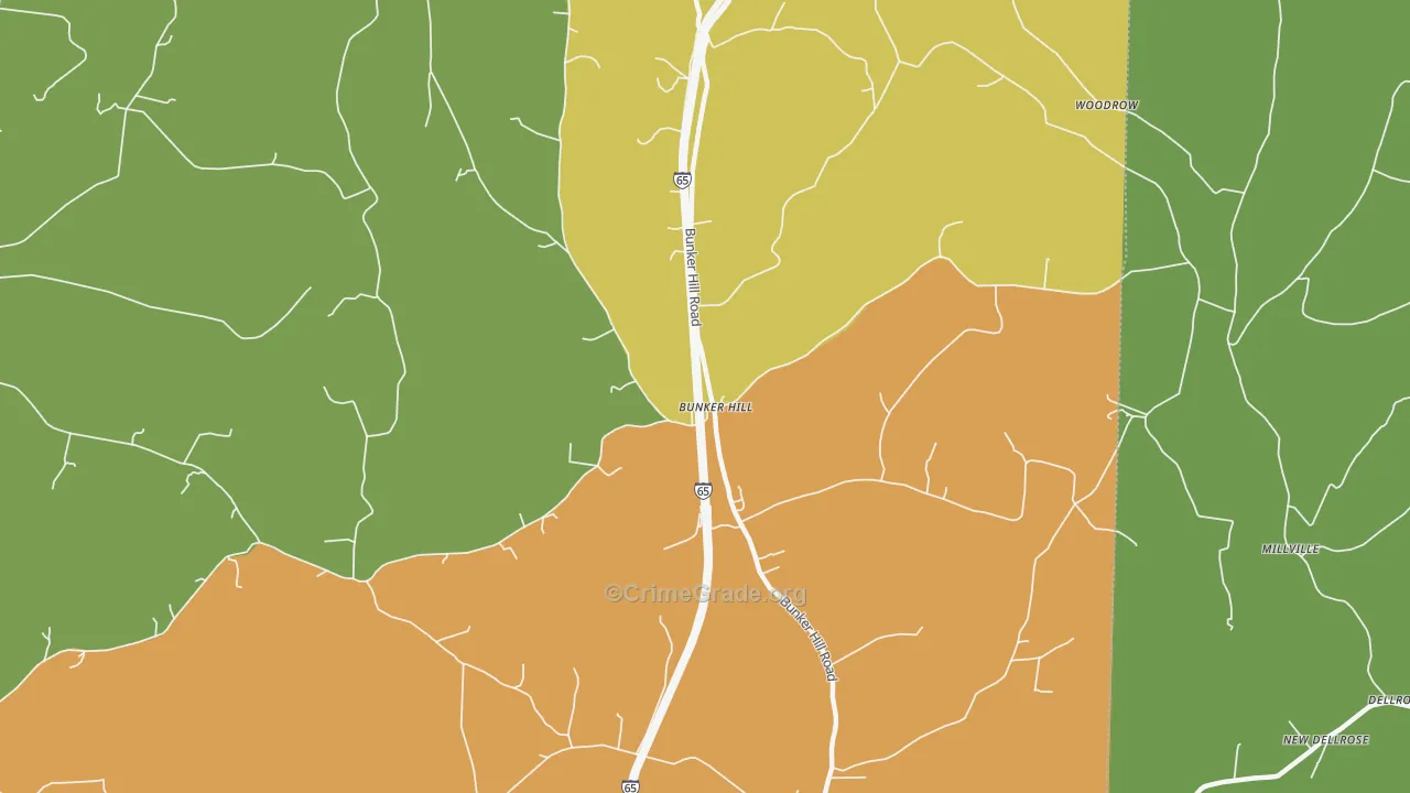 Bunker Hill, TN Map of Drug-Related Crime Rates