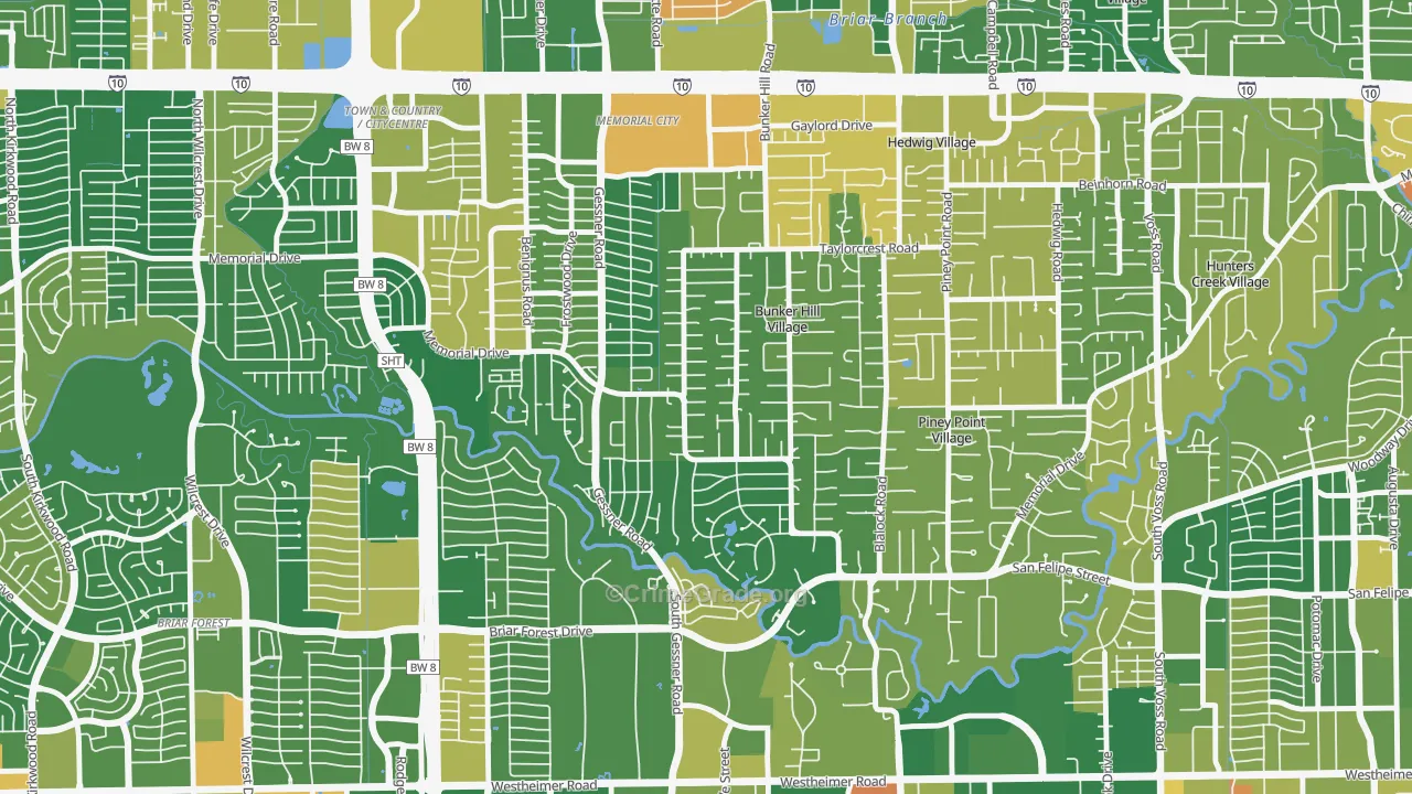 Bunker Hill Village, TX Map of Drug-Related Crime Rates