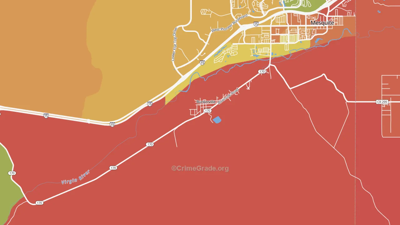 Bunkerville, NV Map of Drug-Related Crime Rates