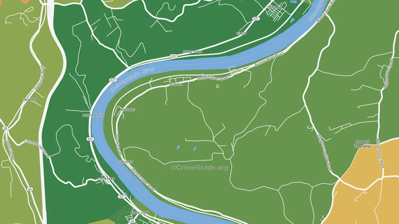 Bunola, PA Map of Drug-Related Crime Rates