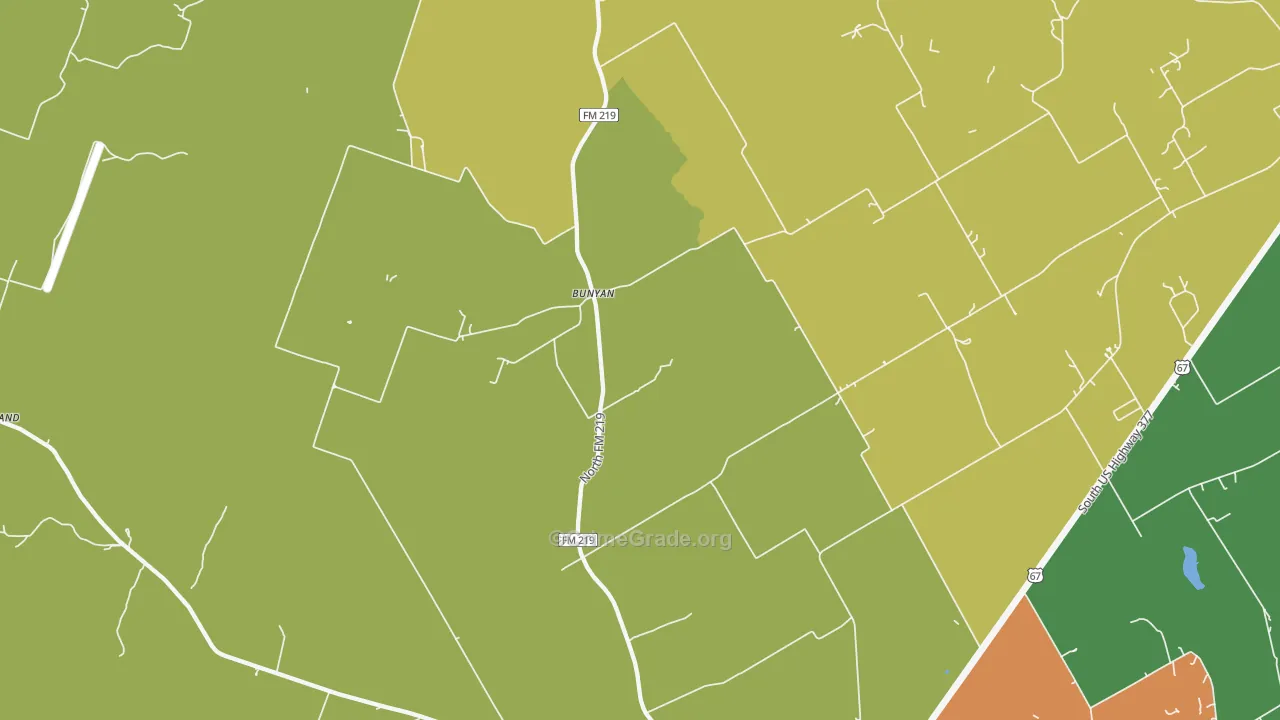 Bunyan, TX Map of Drug-Related Crime Rates
