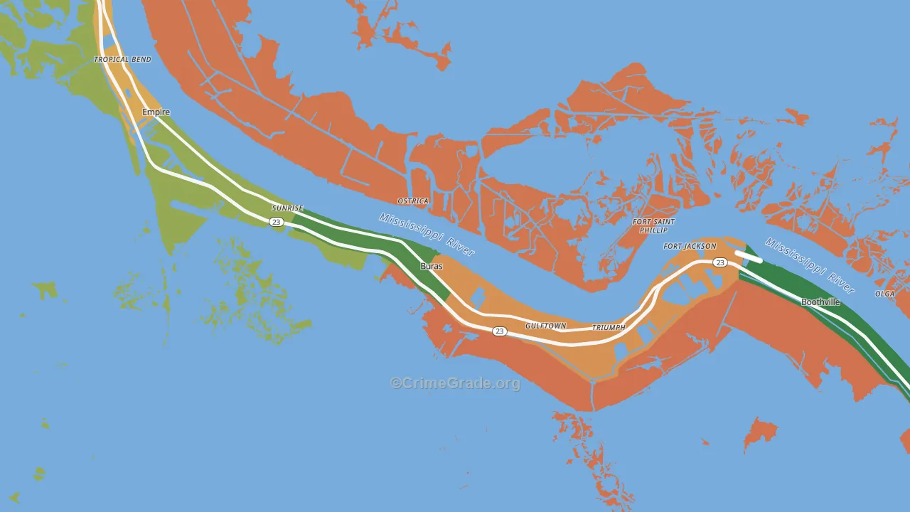 Buras, LA Map of Drug-Related Crime Rates