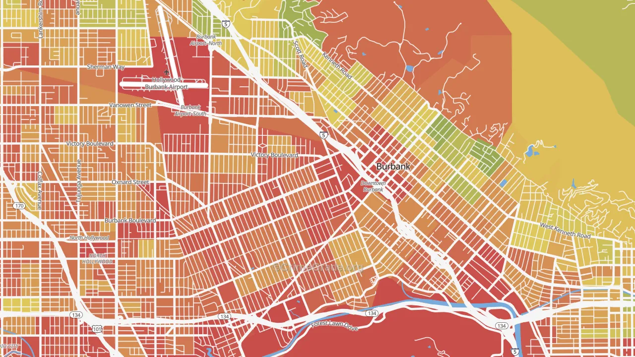 Burbank, CA Map of Drug-Related Crime Rates
