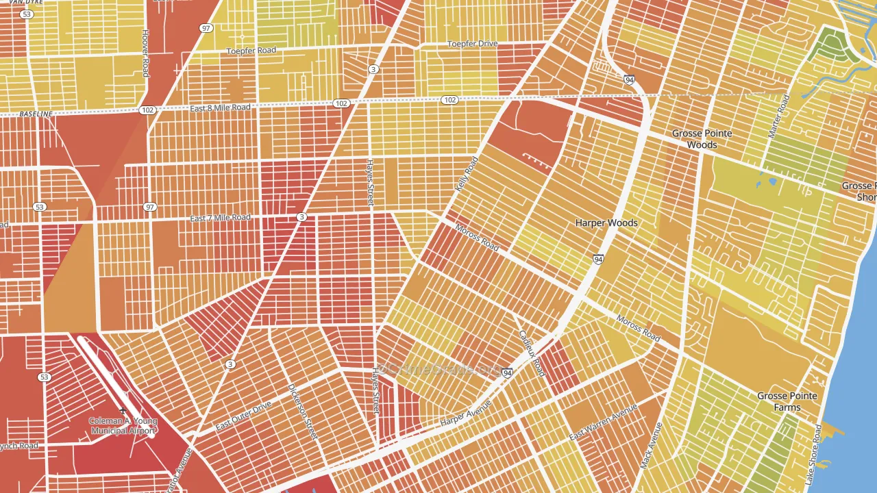 Burbank, Detroit, MI Map of Drug-Related Crime Rates