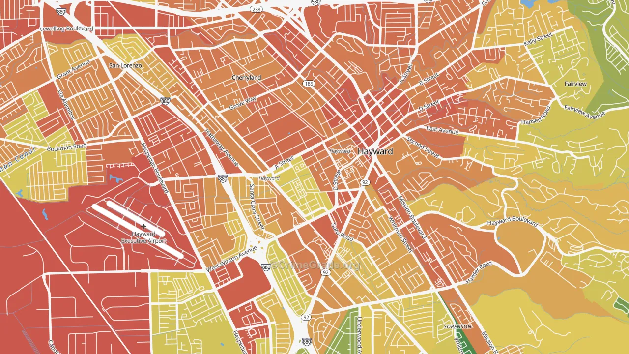 Burbank-Hayward, Hayward, CA Map of Drug-Related Crime Rates