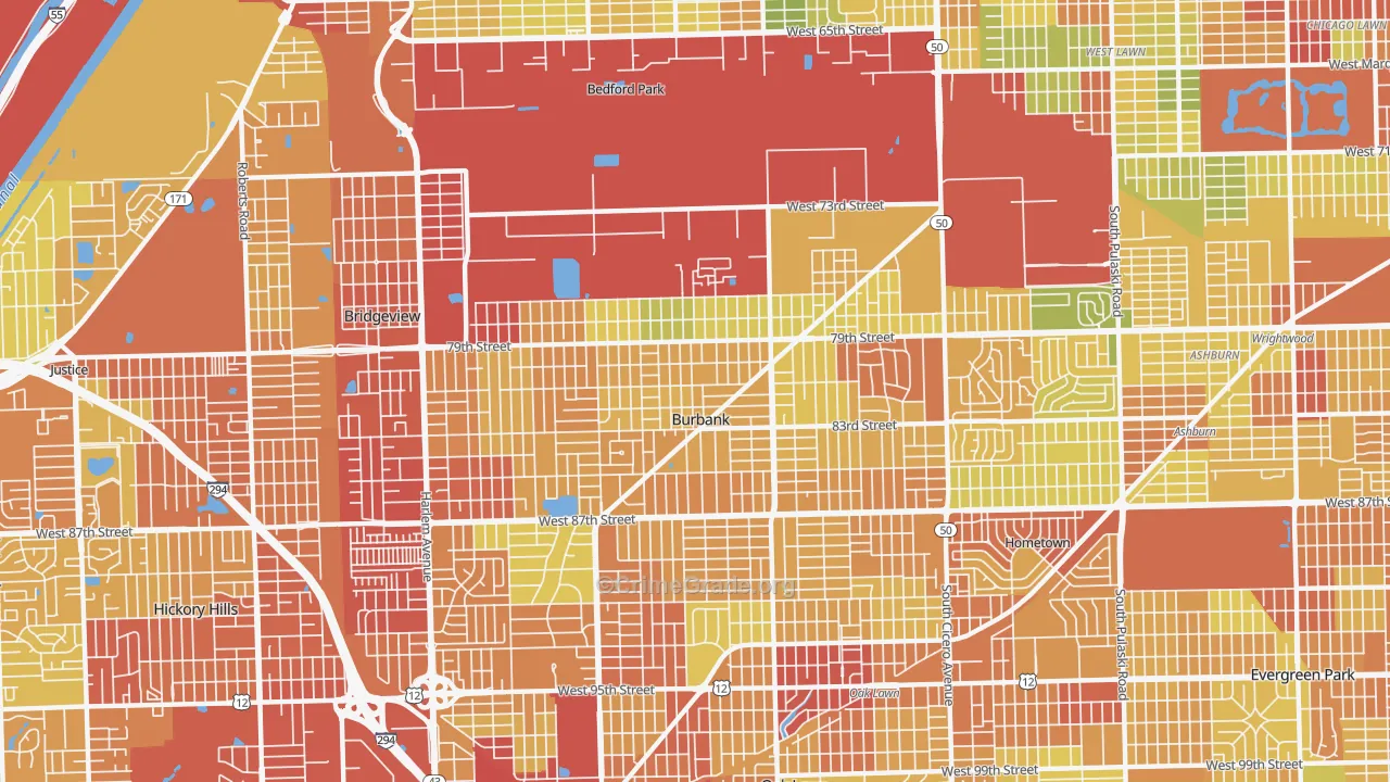 Burbank, IL Map of Drug-Related Crime Rates