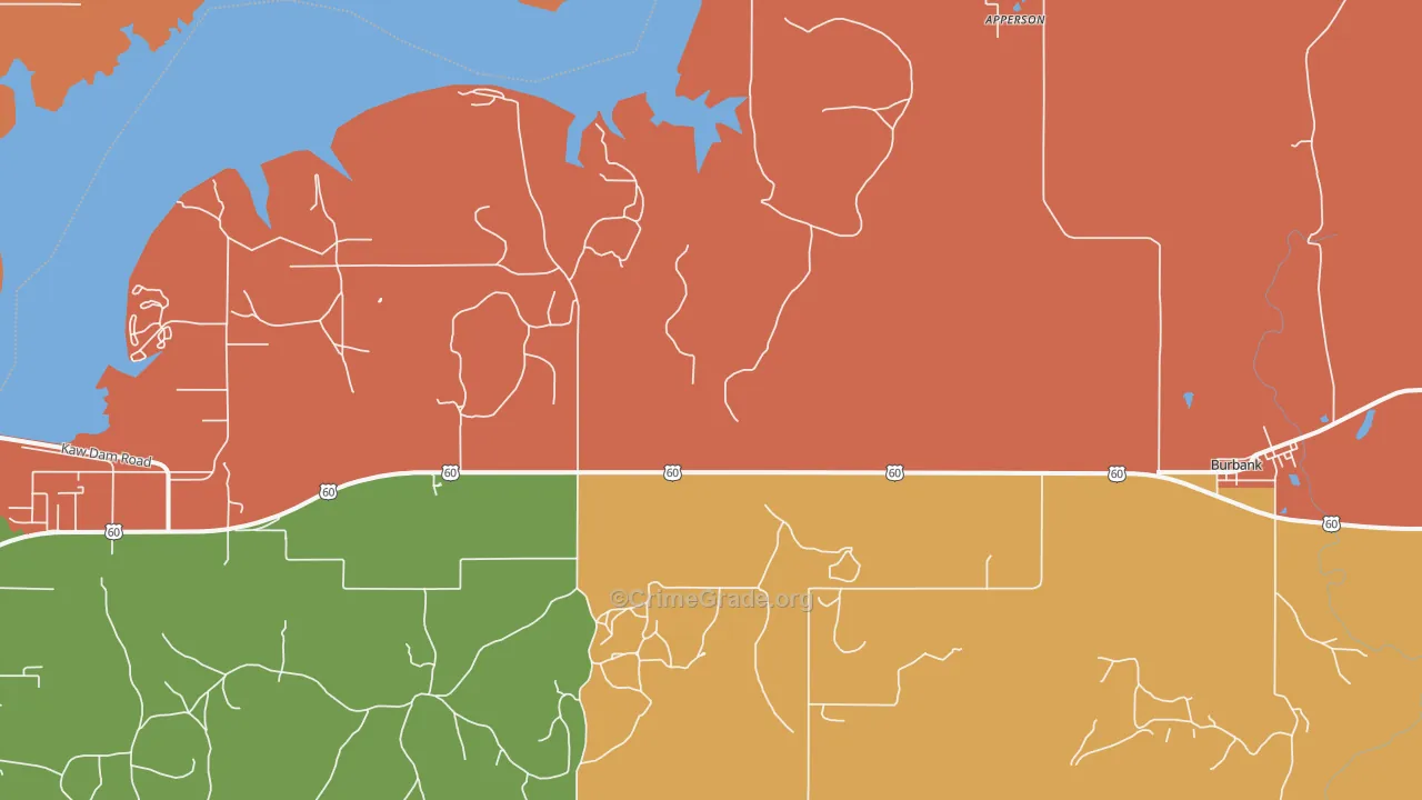 Burbank, OK Map of Drug-Related Crime Rates