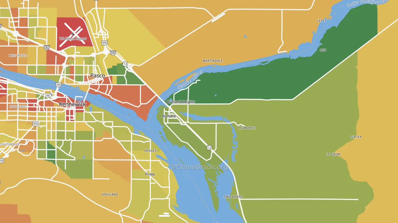 Burbank, WA Map of Drug-Related Crime Rates