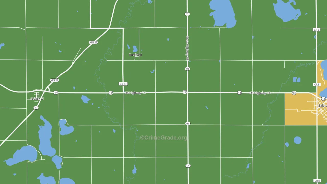 Burchard, MN Map of Drug-Related Crime Rates