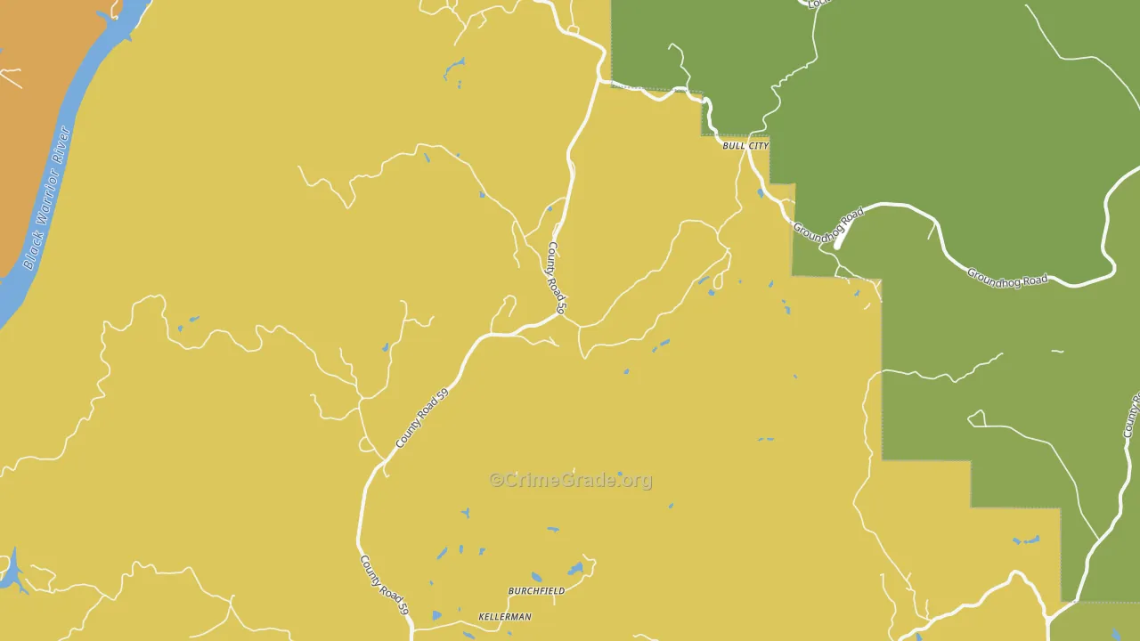 Burchfield, AL Map of Drug-Related Crime Rates