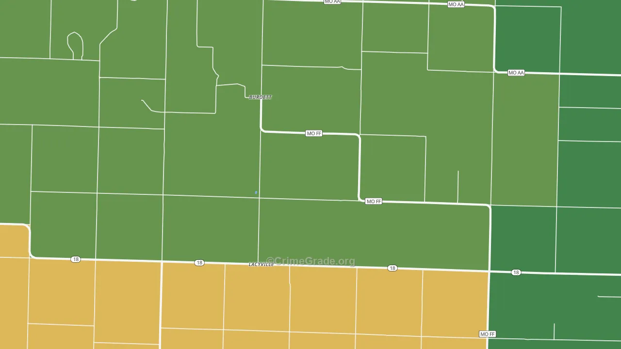 Burdett, MO Map of Drug-Related Crime Rates