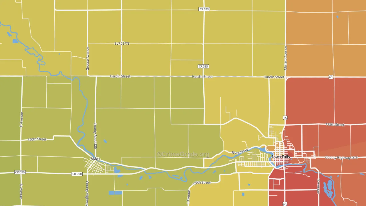 Burdette, IA Map of Drug-Related Crime Rates