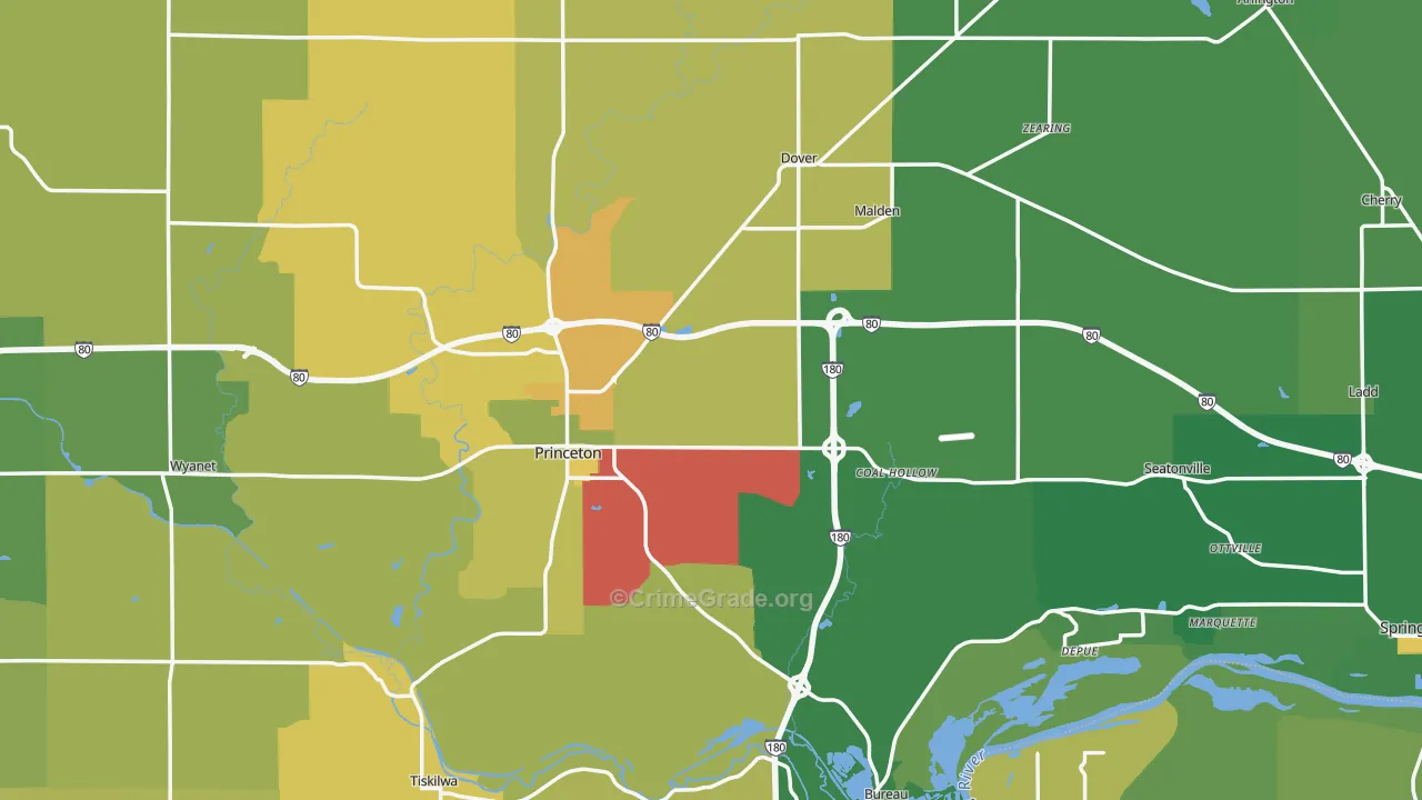 Bureau County, IL Map of Drug-Related Crime Rates