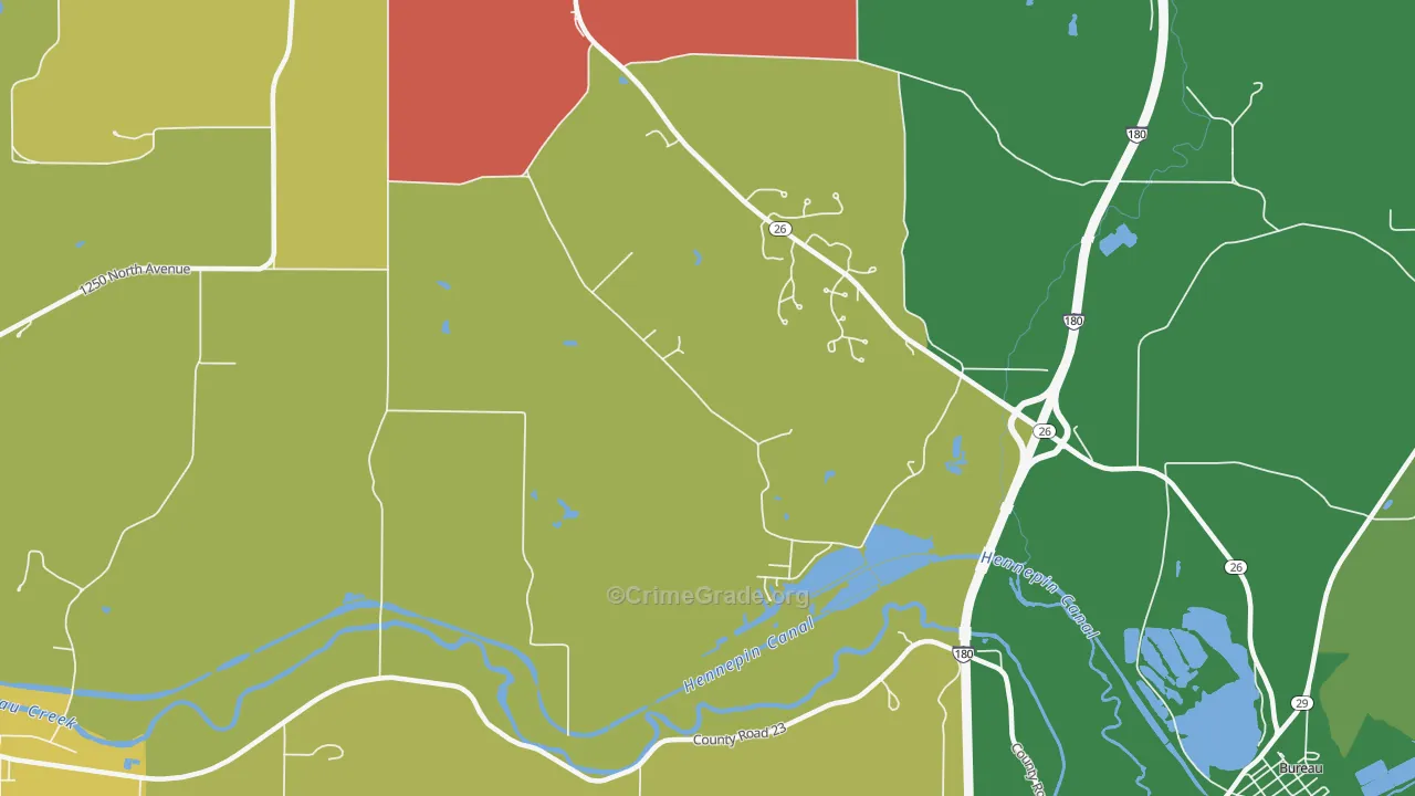 Bureau, IL Map of Drug-Related Crime Rates