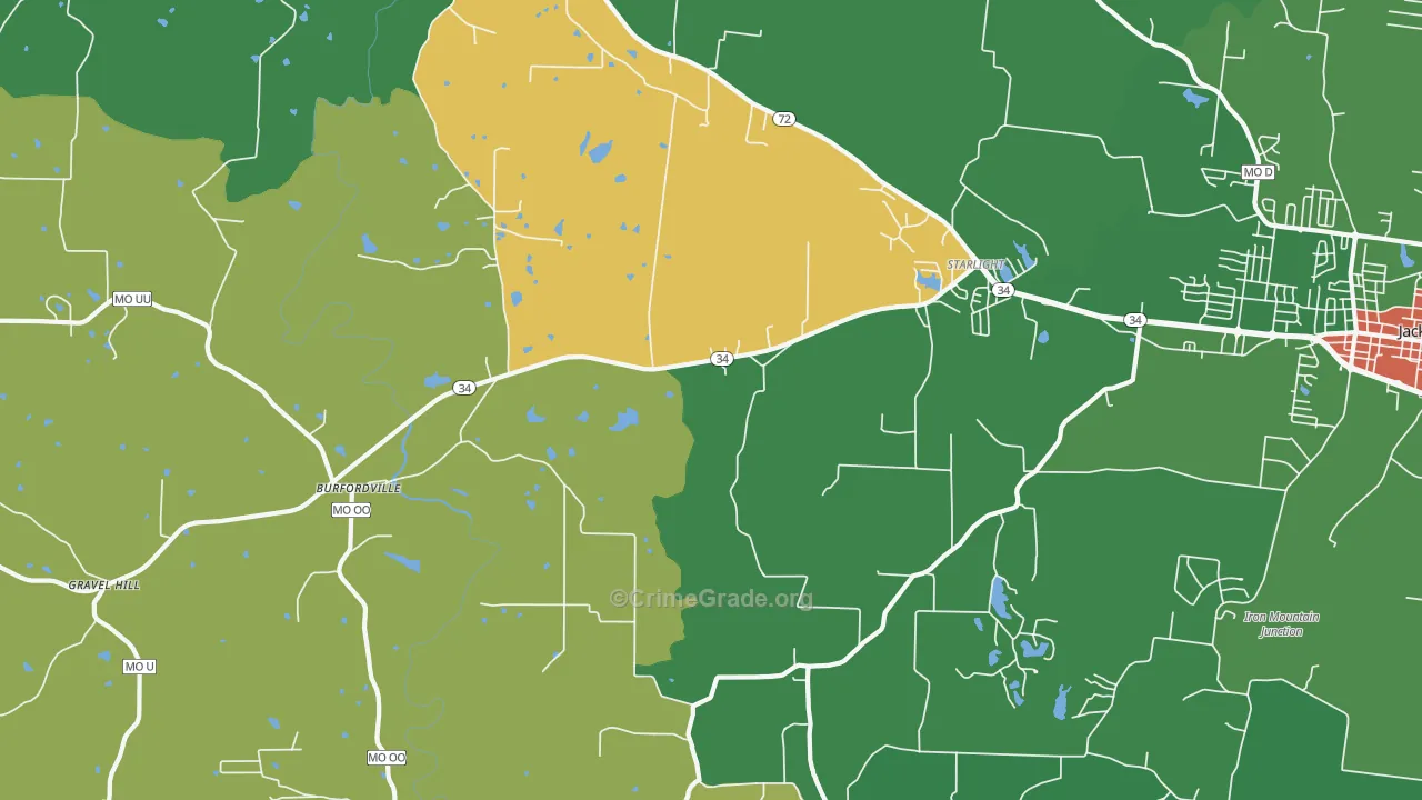 Burfordville, MO Map of Drug-Related Crime Rates