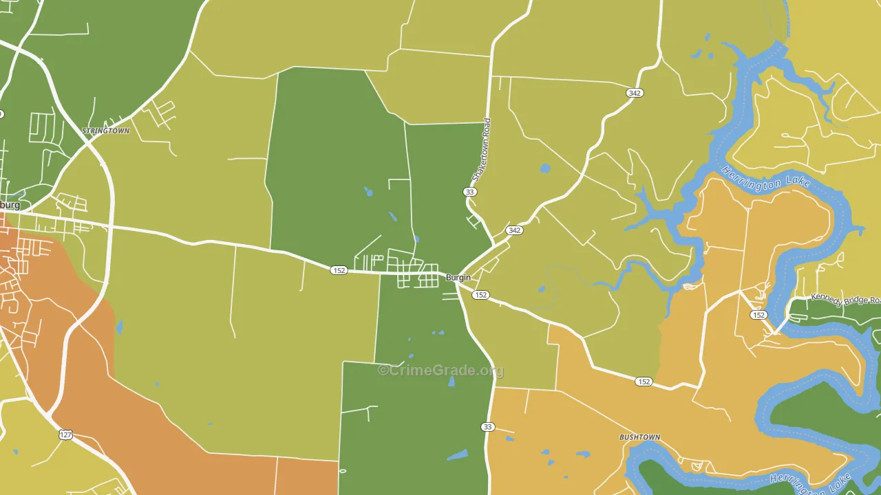 Burgin, KY Map of Drug-Related Crime Rates