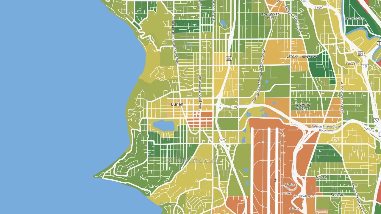 Burien, WA Map of Drug-Related Crime Rates