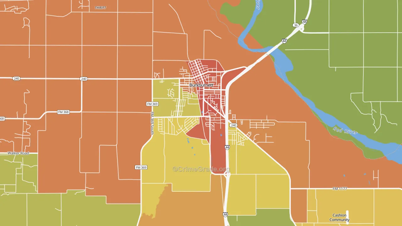 Burkburnett, TX Map of Drug-Related Crime Rates