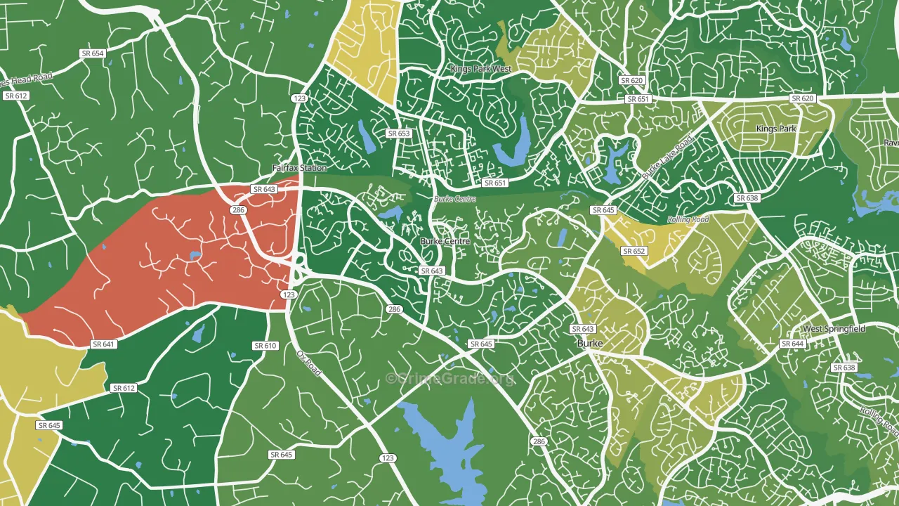 Burke Centre, VA Map of Drug-Related Crime Rates