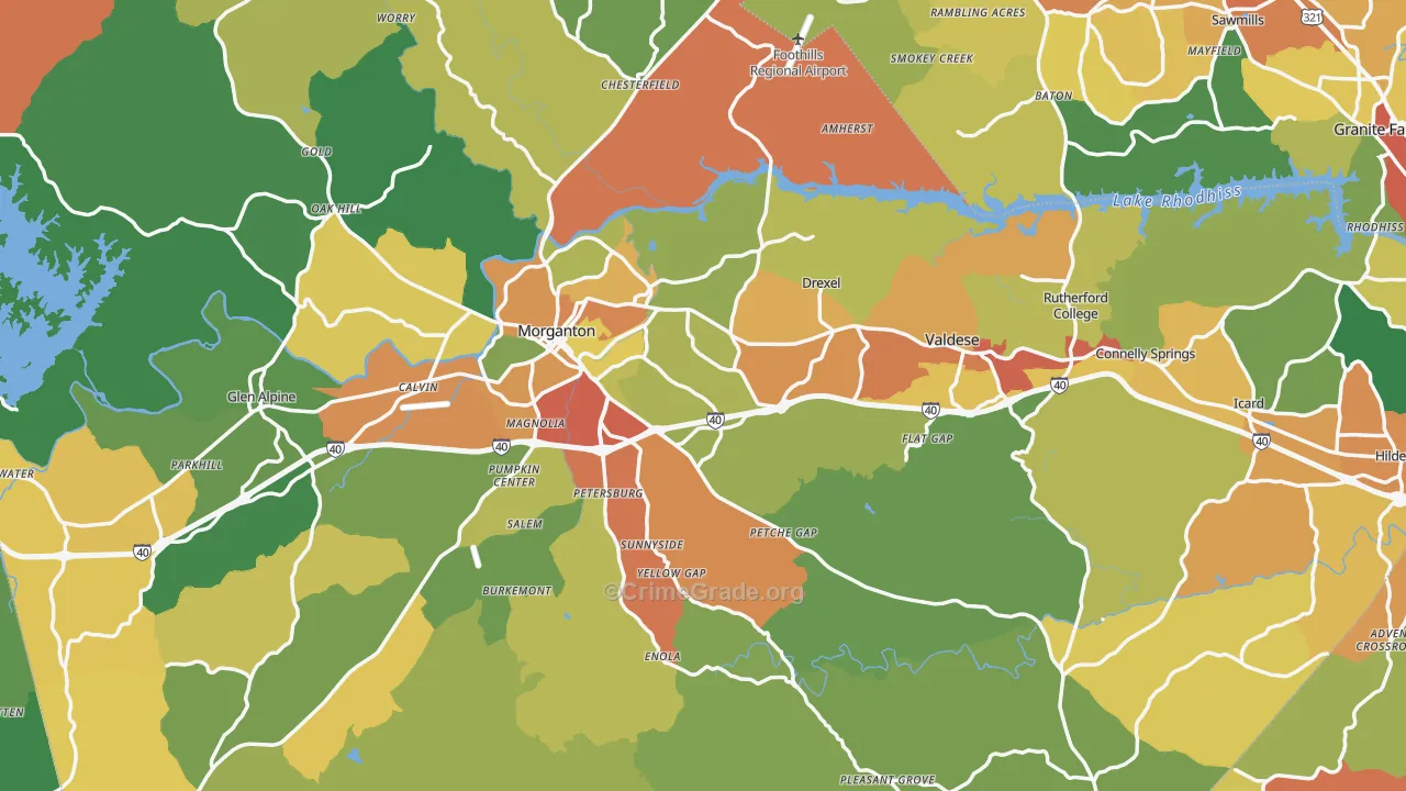 Burke County, NC Map of Drug-Related Crime Rates