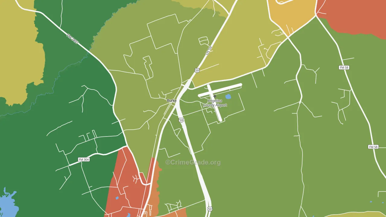 Burke, TX Map of Drug-Related Crime Rates