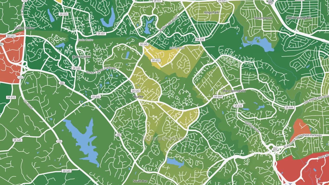 Burke, VA Map of Drug-Related Crime Rates