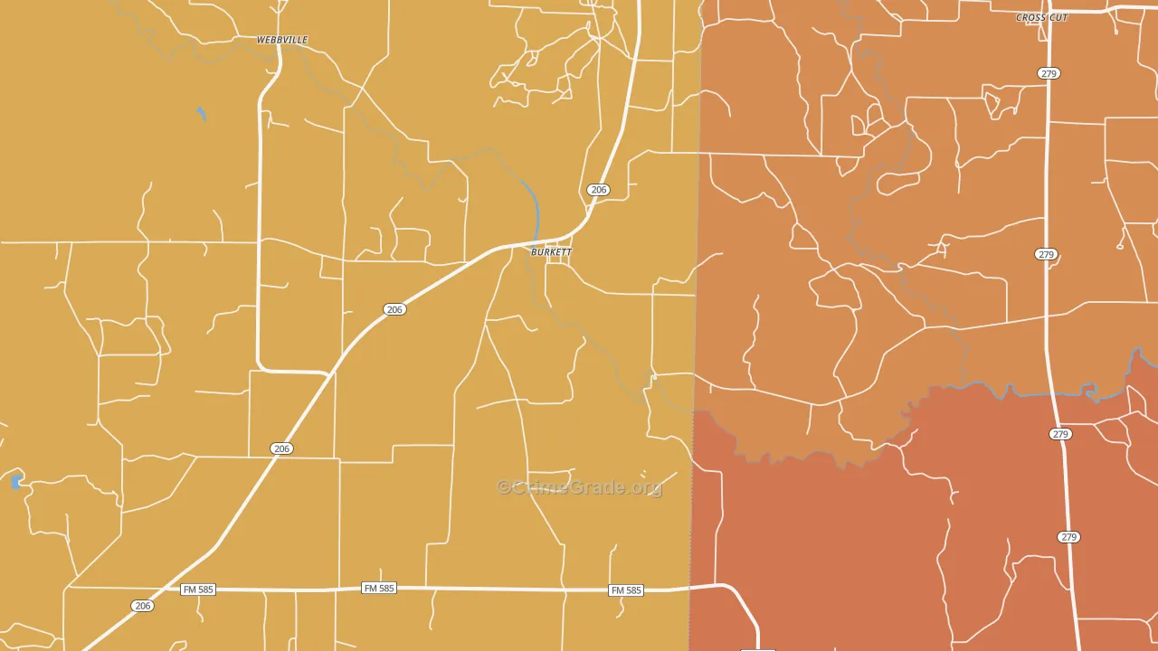 Burkett, TX Map of Drug-Related Crime Rates