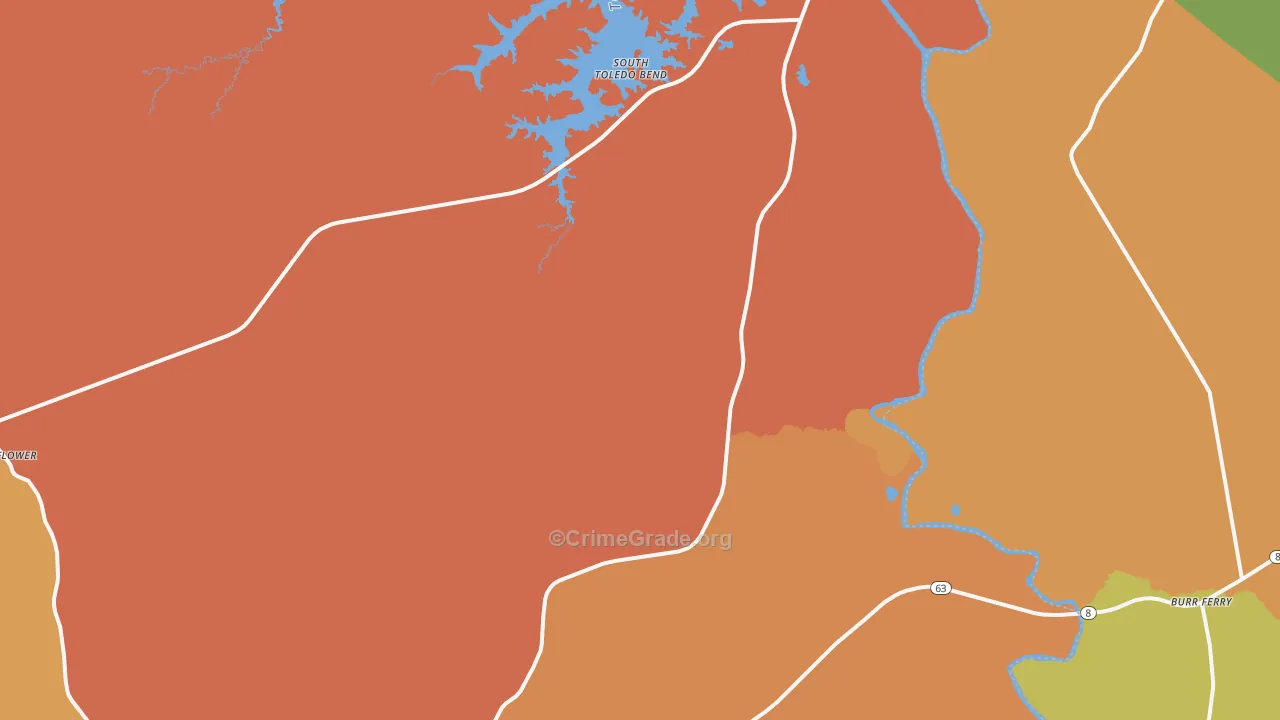 Burkeville, TX Map of Drug-Related Crime Rates