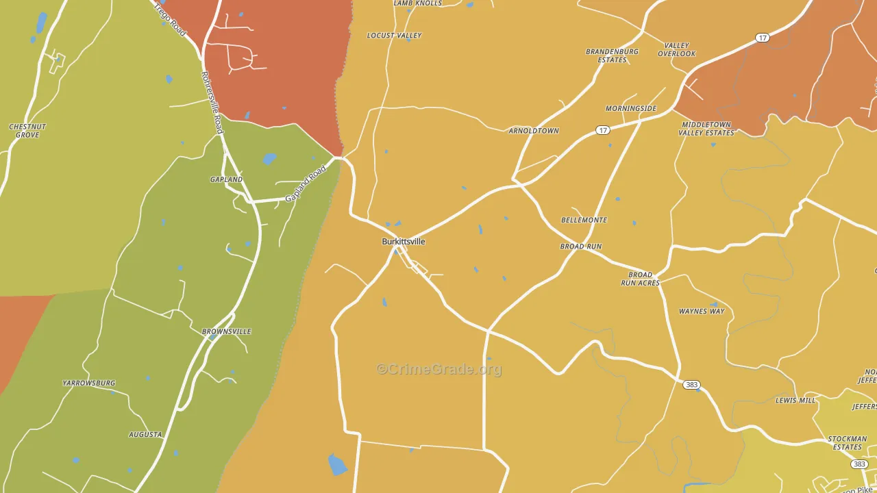 Burkittsville, MD Map of Drug-Related Crime Rates