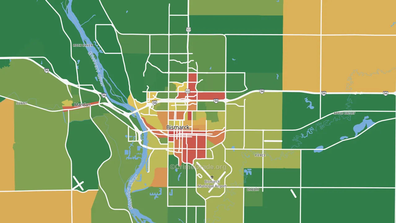 Burleigh County, ND Map of Drug-Related Crime Rates