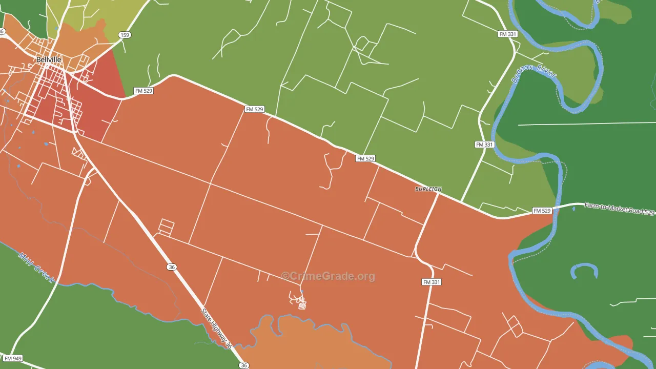 Burleigh, TX Map of Drug-Related Crime Rates