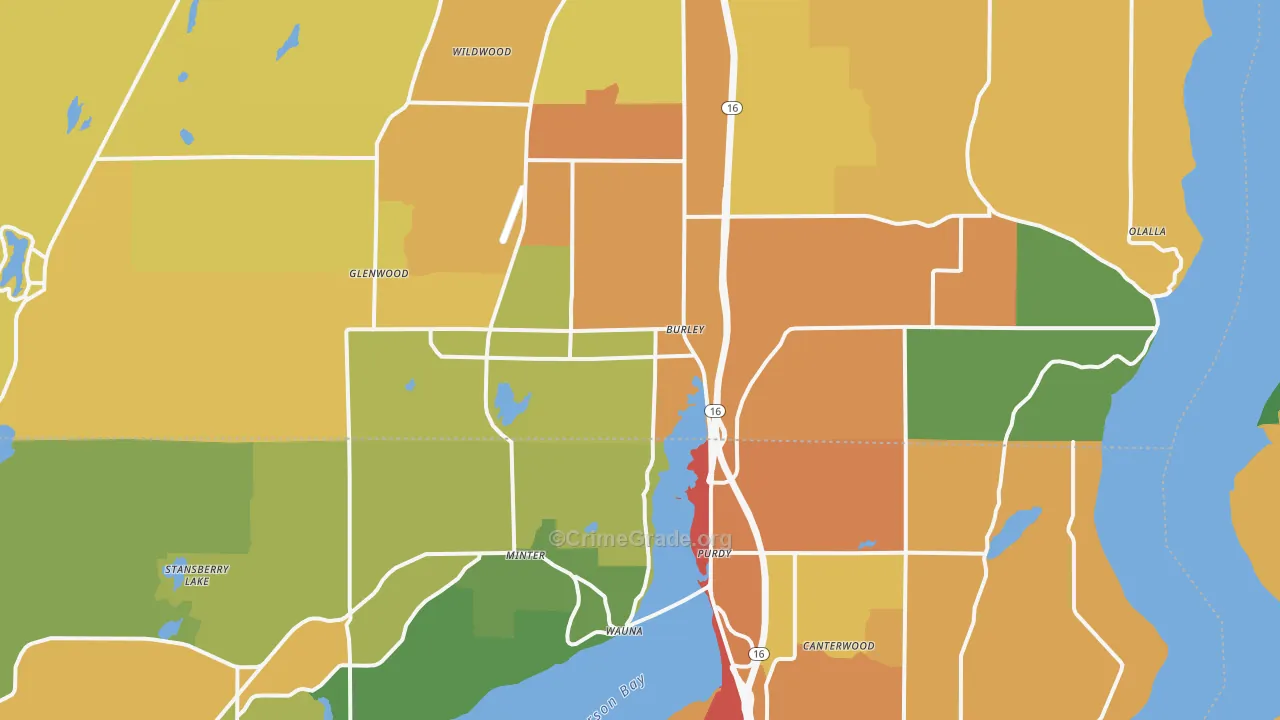 Burley, WA Map of Drug-Related Crime Rates