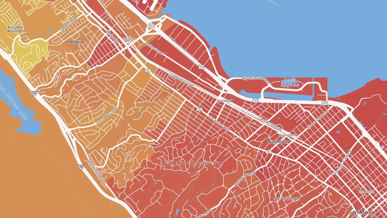 Burlingame Gate, Burlingame, CA Map of Drug-Related Crime Rates