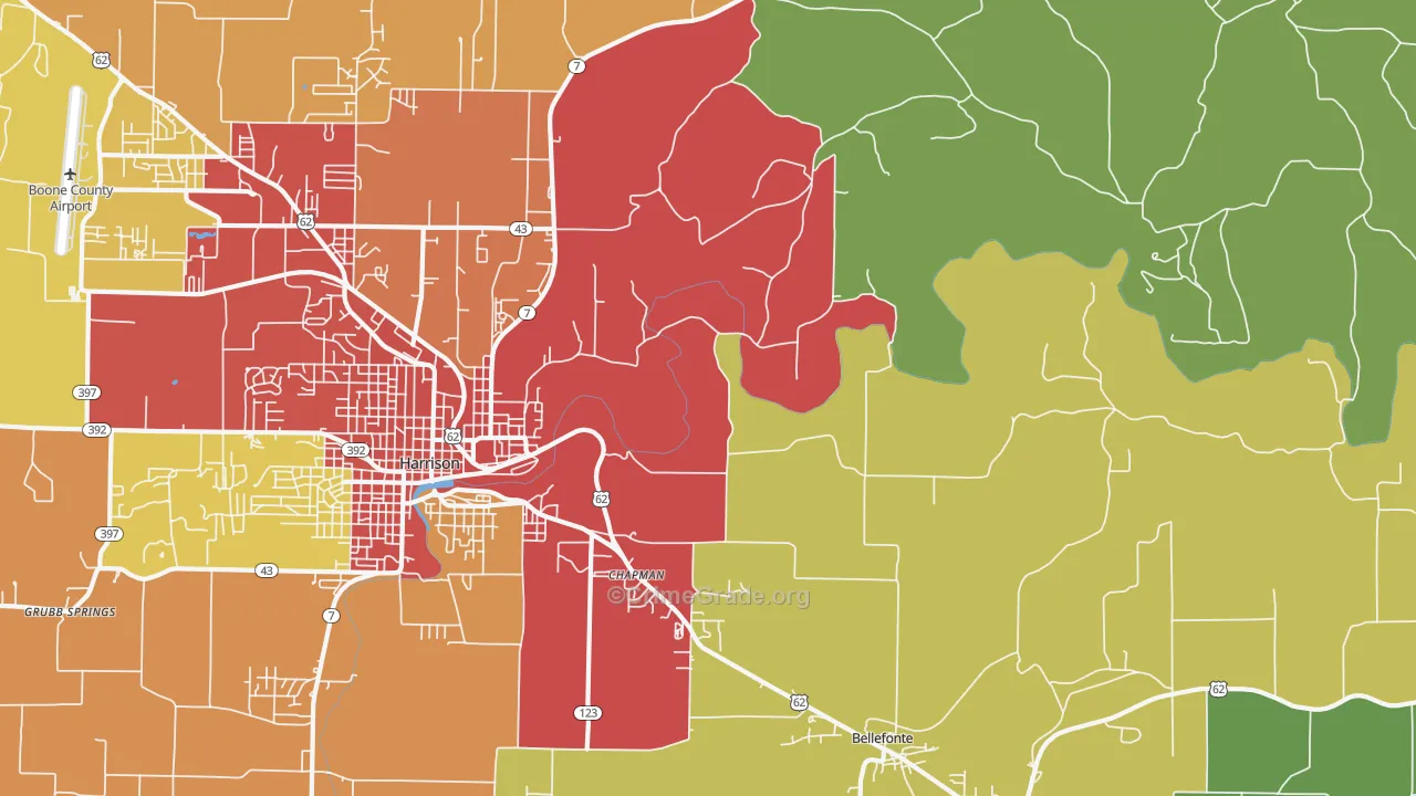 Burlington, AR Map of Drug-Related Crime Rates