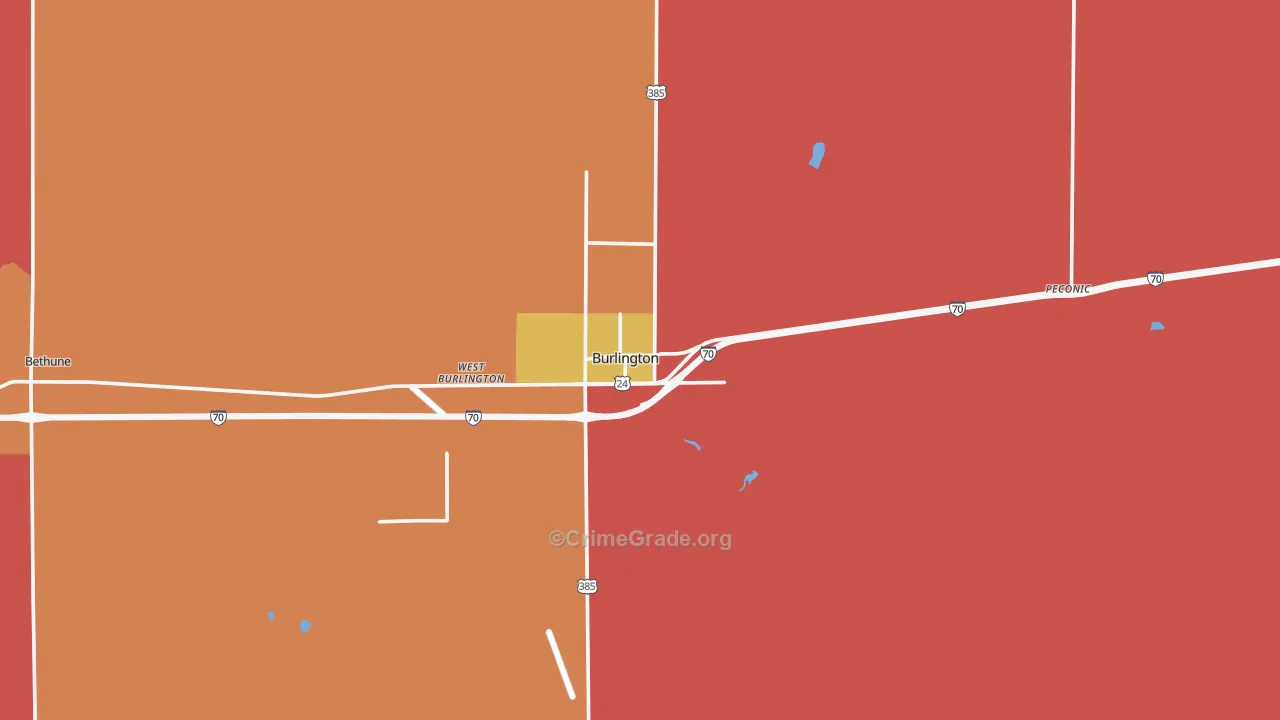 Burlington, CO Map of Drug-Related Crime Rates