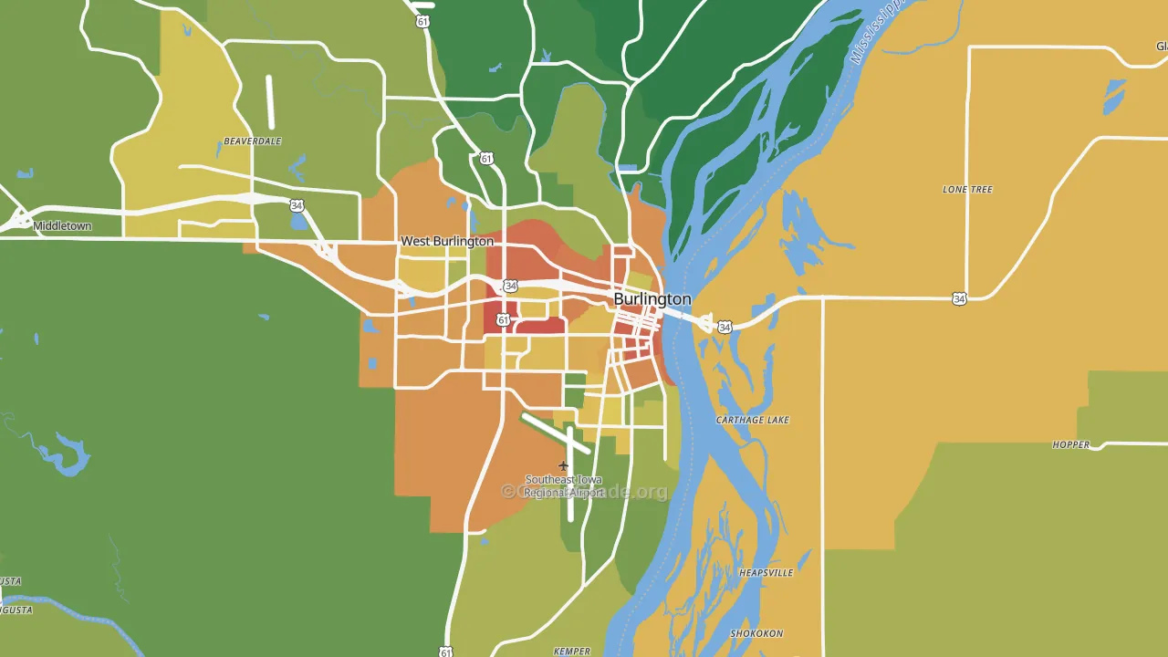 Burlington, IA Map of Drug-Related Crime Rates
