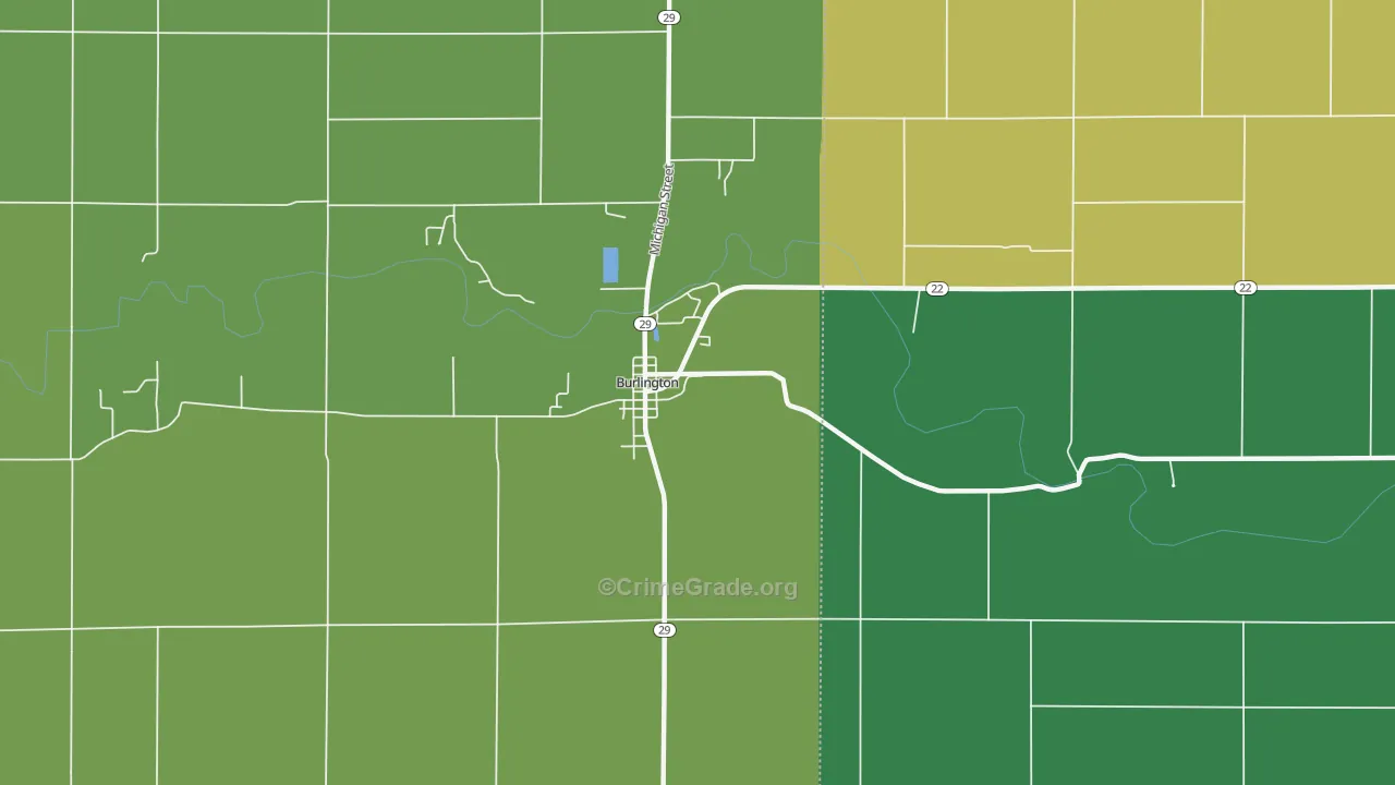 Burlington, IN Map of Drug-Related Crime Rates
