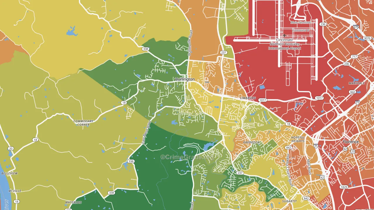 Burlington, KY Map of Drug-Related Crime Rates