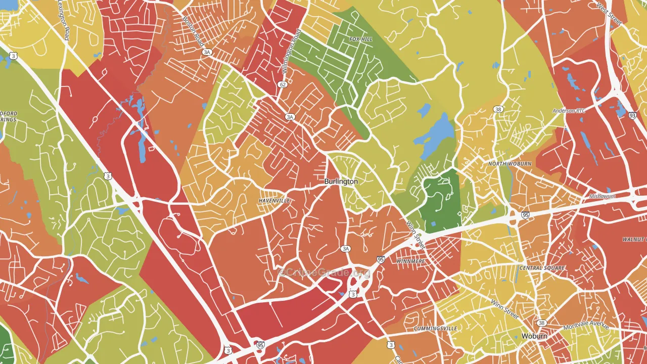 Burlington, MA Map of Drug-Related Crime Rates